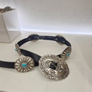 Alberto Luti cintura accessori borchie in metallo argento con turchese
