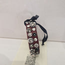 Campomaggi bracciale SATURNO bordeaux con borchie argento