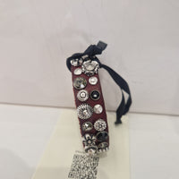 Campomaggi bracciale SATURNO bordeaux con borchie argento