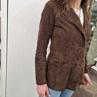 Giacca modello blazer  DOMITILLA  in pelle scamosciata moro