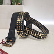Alberto Luti cintura nera con borchie oro alta 2,5cm
