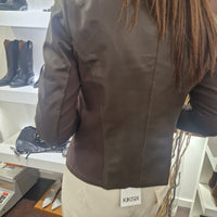 Giacca lunga in vera pelle color t.moro  con tessuto elasticizzato