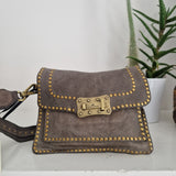 Campomaggi borsa Agnese cemento rivetti oro