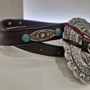 Alberto Luti cintura sottile in pelle t.moro con turchese