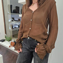 Camicia EMILY  polso  sfrangiato color moro