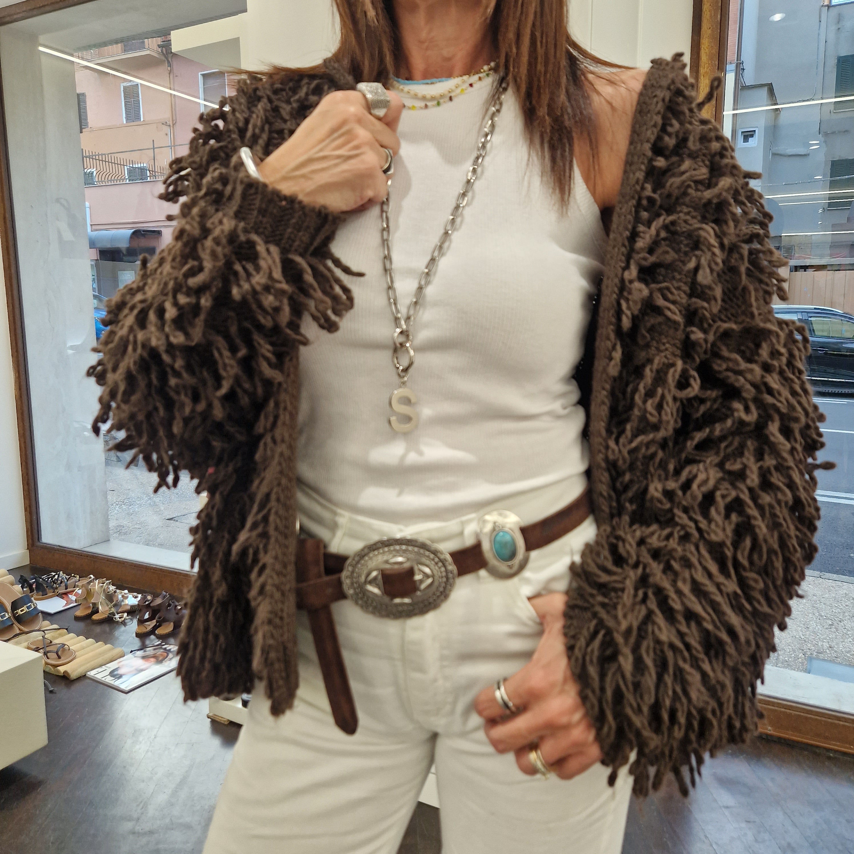 Kikisix cardigan senza bottoni t.moro