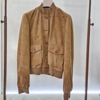 Giacca modello bomber vera pelle scamosciata color cuoio
