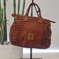 Campomaggi borsa linea PENELOPE formato piccolo intrecciata color cuoio