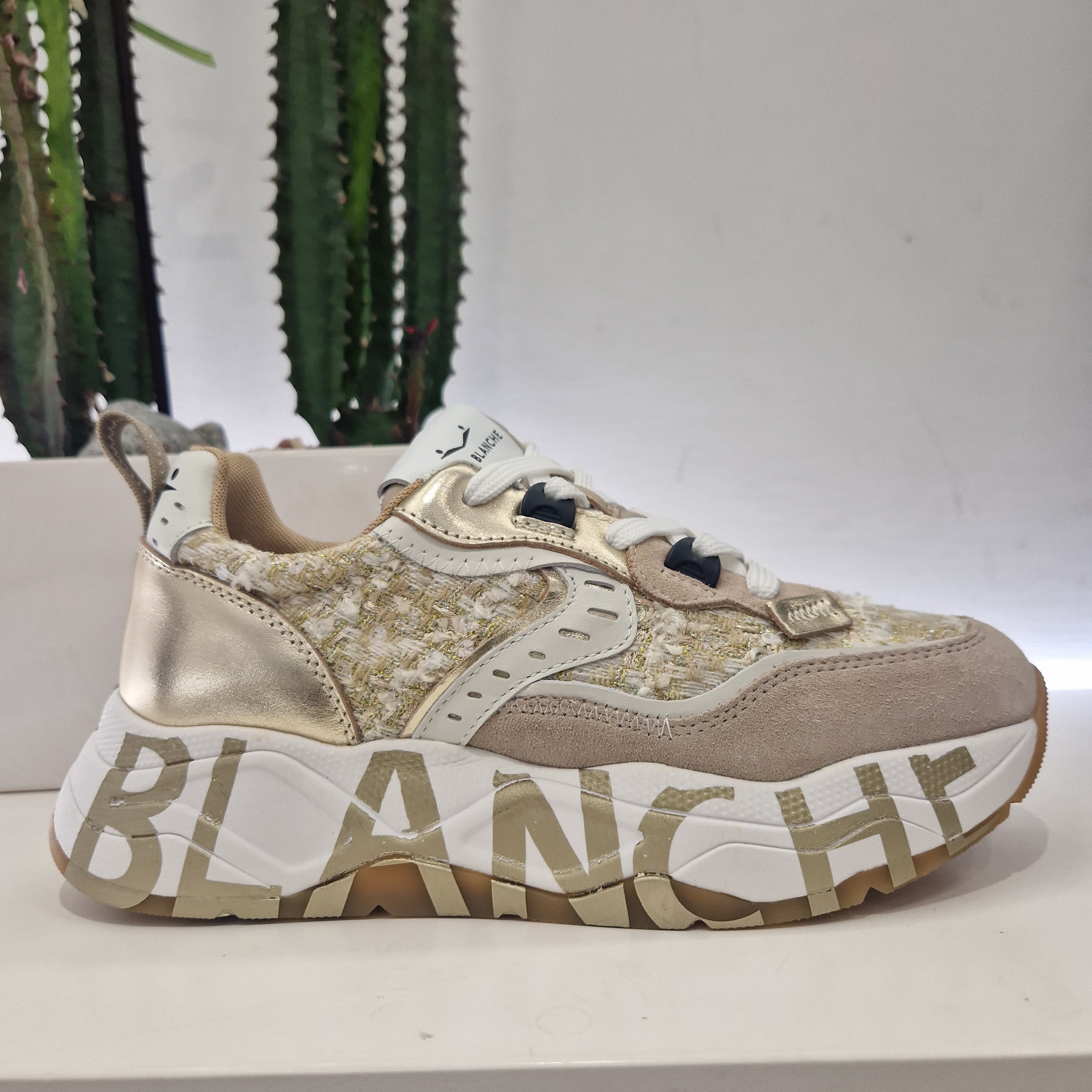 Voile Blanche sneaker beige/ oro dettaglio paillettes