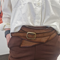 Alberto Luti cintura alta in pelle scamosciata color cuoio