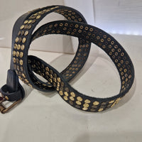 Alberto Luti cintura nera con borchie oro alta 2,5cm