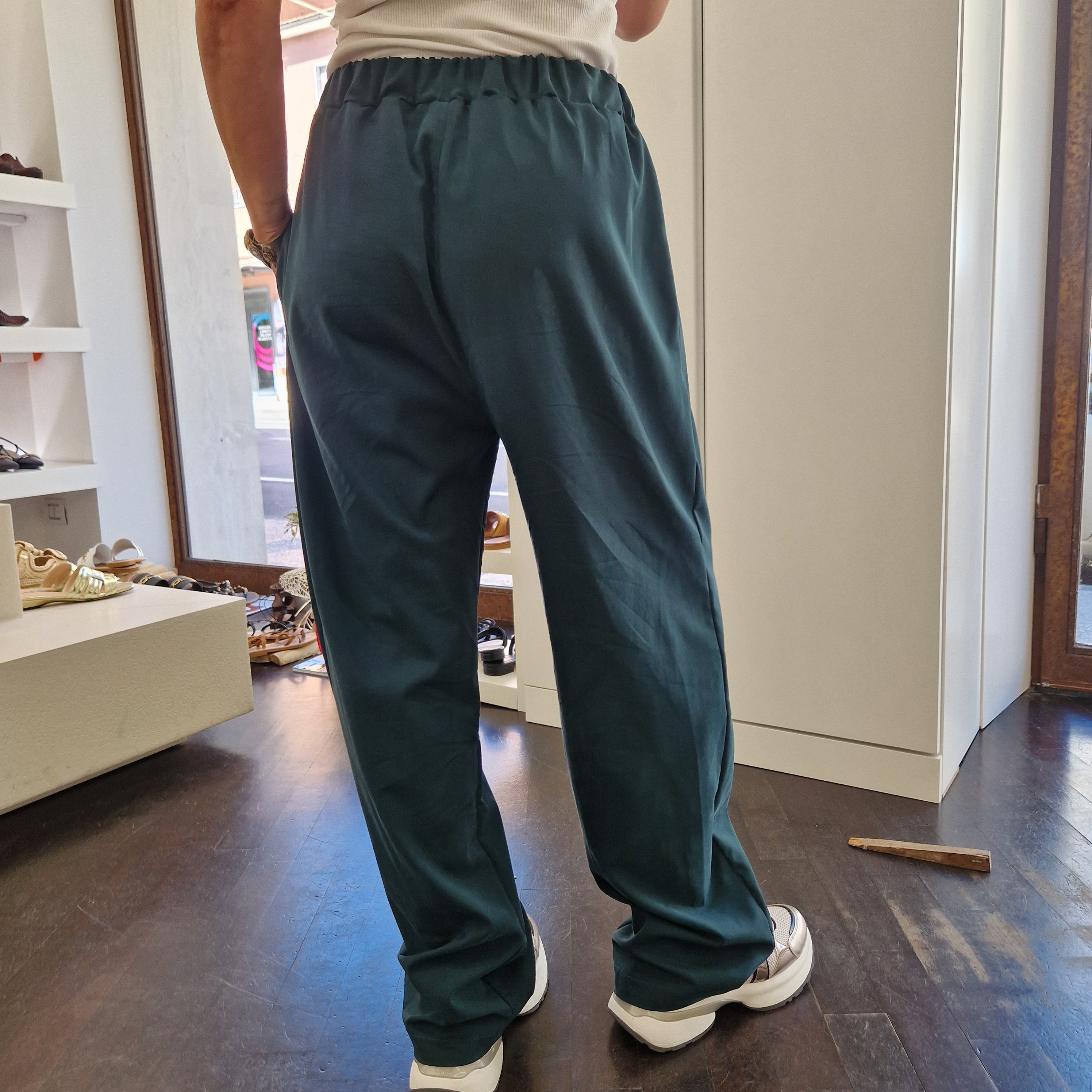 KIKISIX pantalone STELLA color verde ottanio