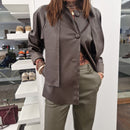 Camicia ecopelle t.moro con fiocco