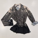 Kikisix camicia DAMASCO stampa panna e nera