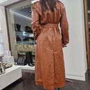 Cappotto lungo doppio petto ecopelle STAMPA COCCO color cuoio