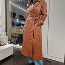 Cappotto lungo doppio petto ecopelle STAMPA COCCO color cuoio