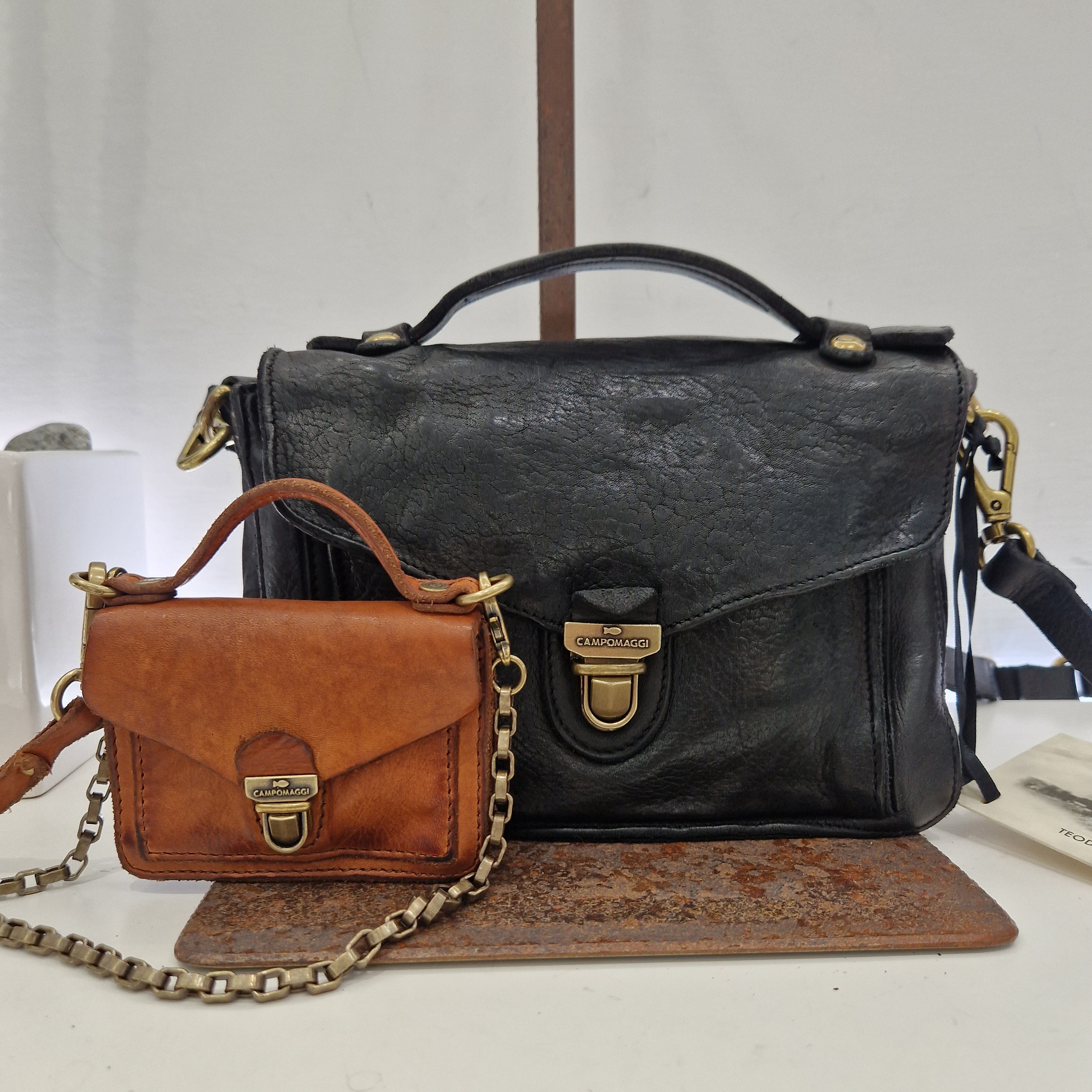 Campomaggi borsa AURORA color nero + AURORA mini cuoio