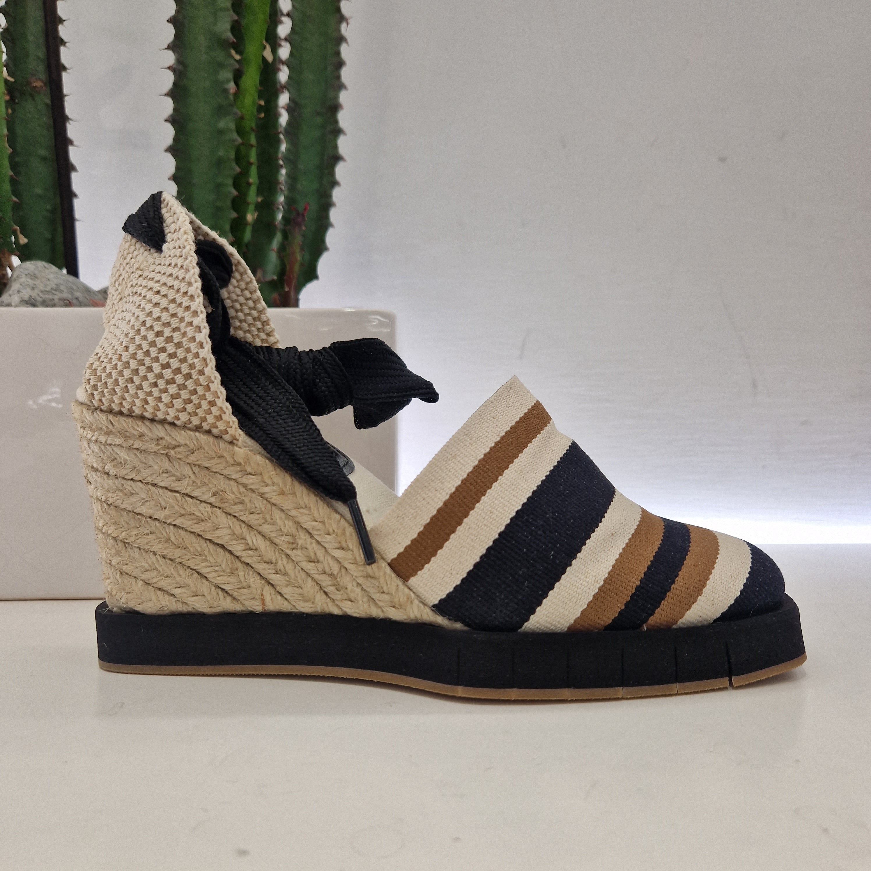 Palomitas sandalo in canvas  zeppa corda