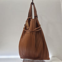 Anita Biliardi borsa plissè pelle marrone