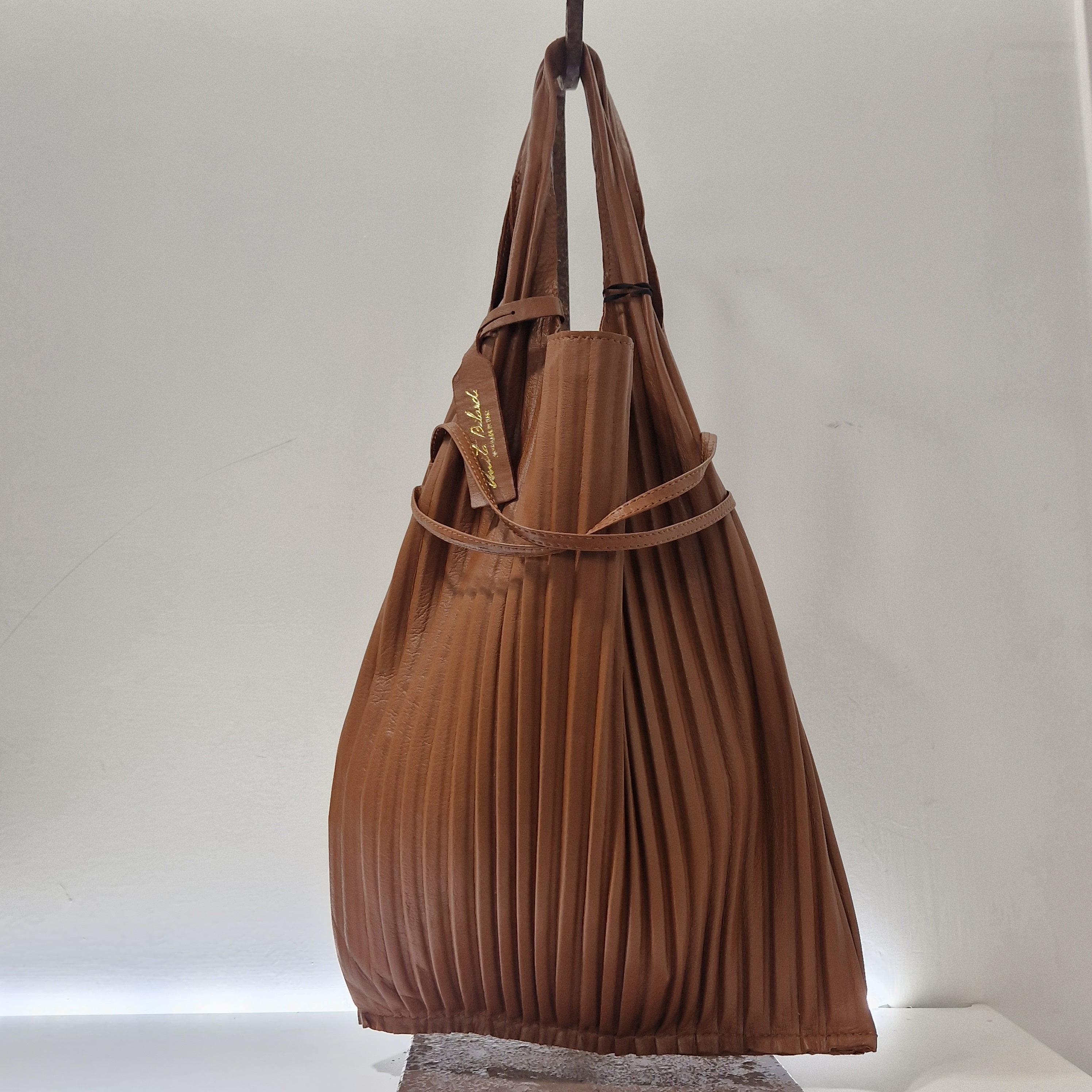 Anita Biliardi borsa plissè pelle marrone