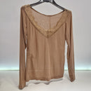 Kikisix maglia con scollo in pizzo color nude