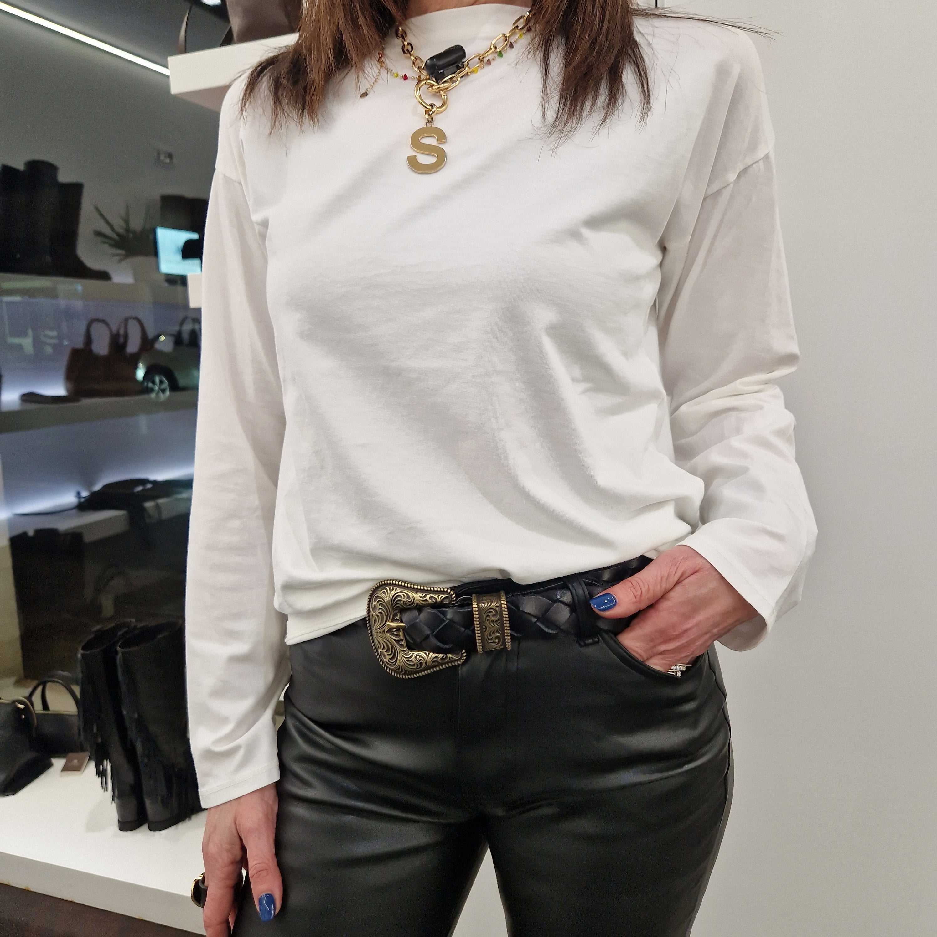 KIKISIX t-shirt bianca  maniche lunghe