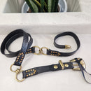 Campomaggi cintura pelle nera ANELLI  con borchie oro