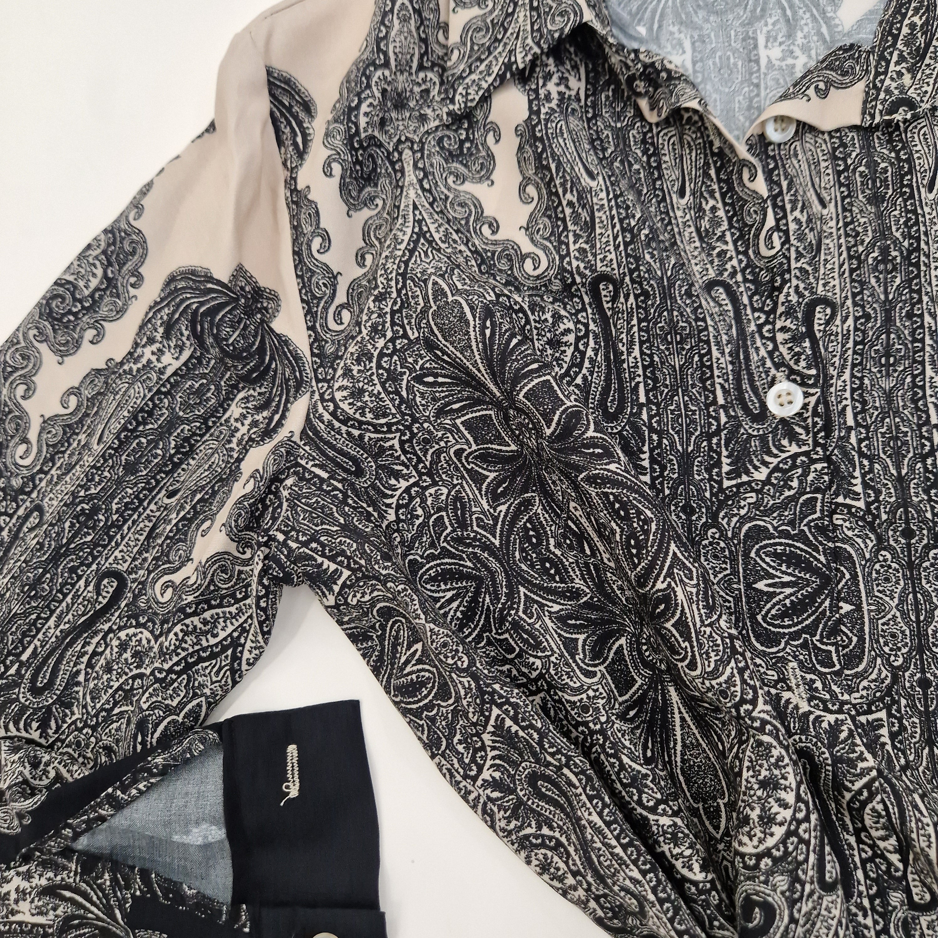 Kikisix camicia DAMASCO stampa panna e nera