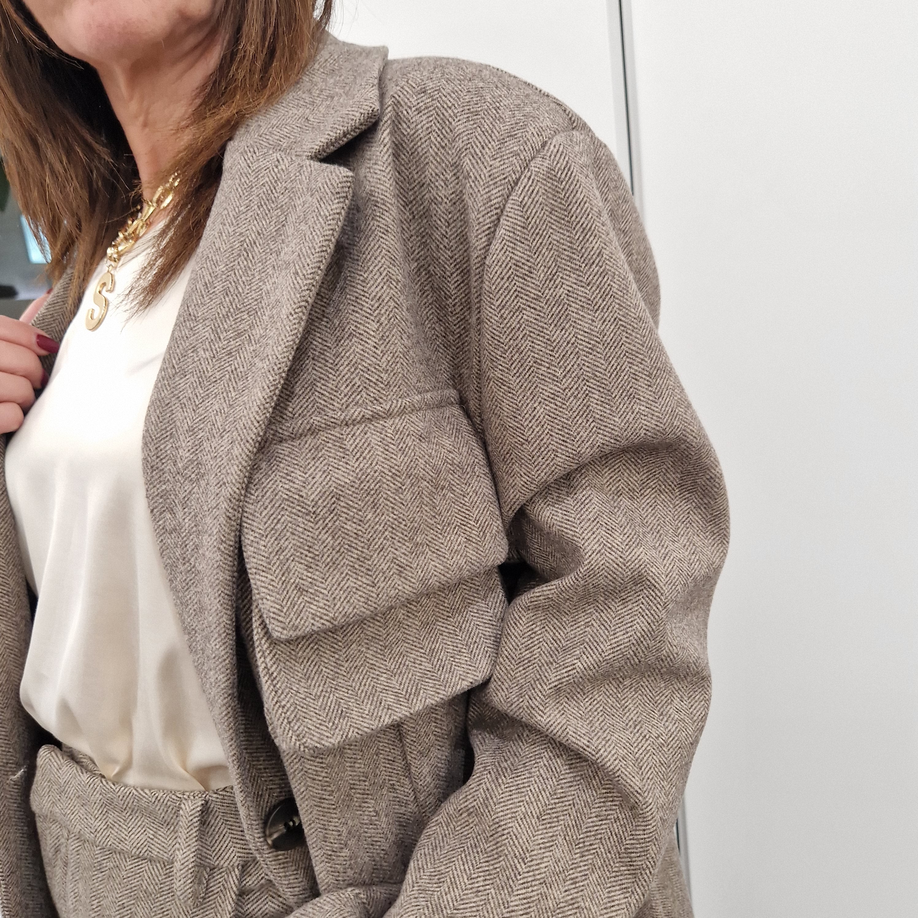 Giacca over in tessuto spinato