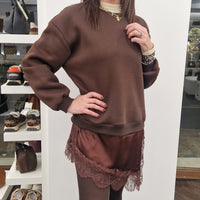 Felpa con pizzo color moro