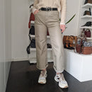 Pantalone VIA FIORITA tessuto spalmato grigio/beige