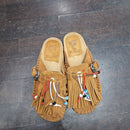 Taji sabot color cuouo suede con frange