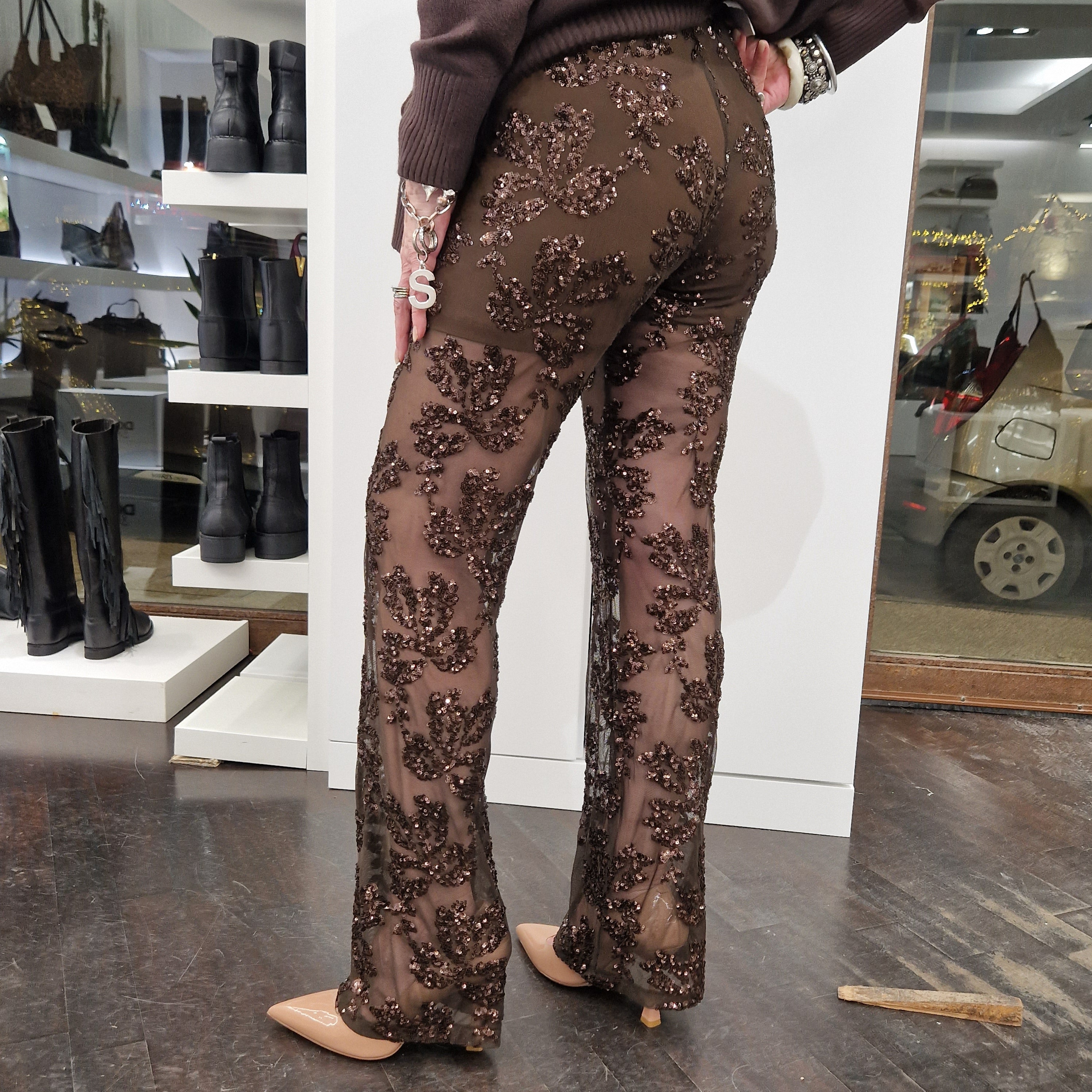 Kikisix pantalone ZARINA paillettes moro