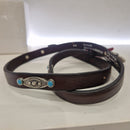 Alberto Luti cintura sottile in pelle t.moro con turchese