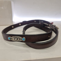 Alberto Luti cintura sottile in pelle t.moro con turchese