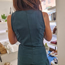 KIKISIX gilet STELLA con laccio laterale color verde ottanio