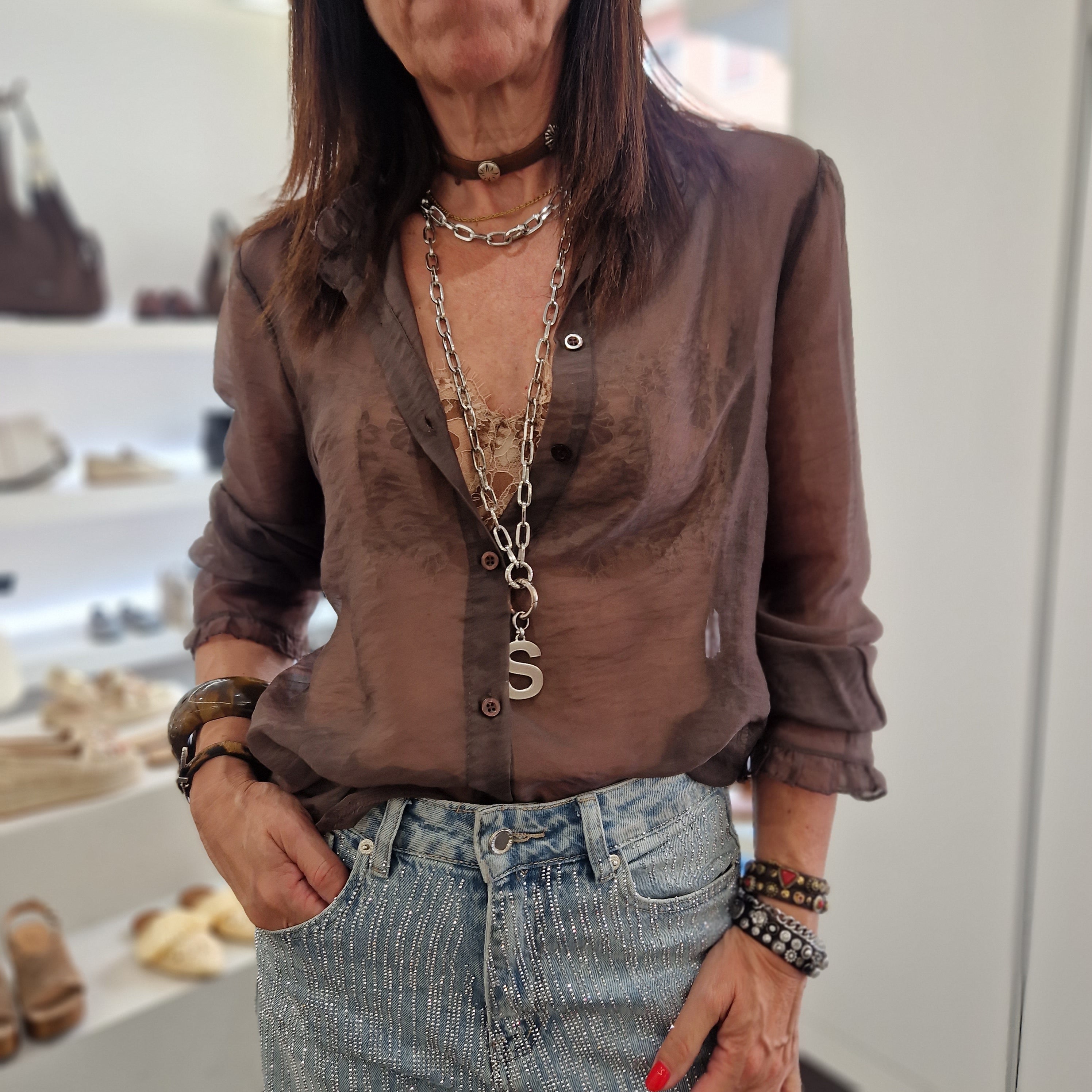 Kikisix camicia POLLY con rouge sulla manica