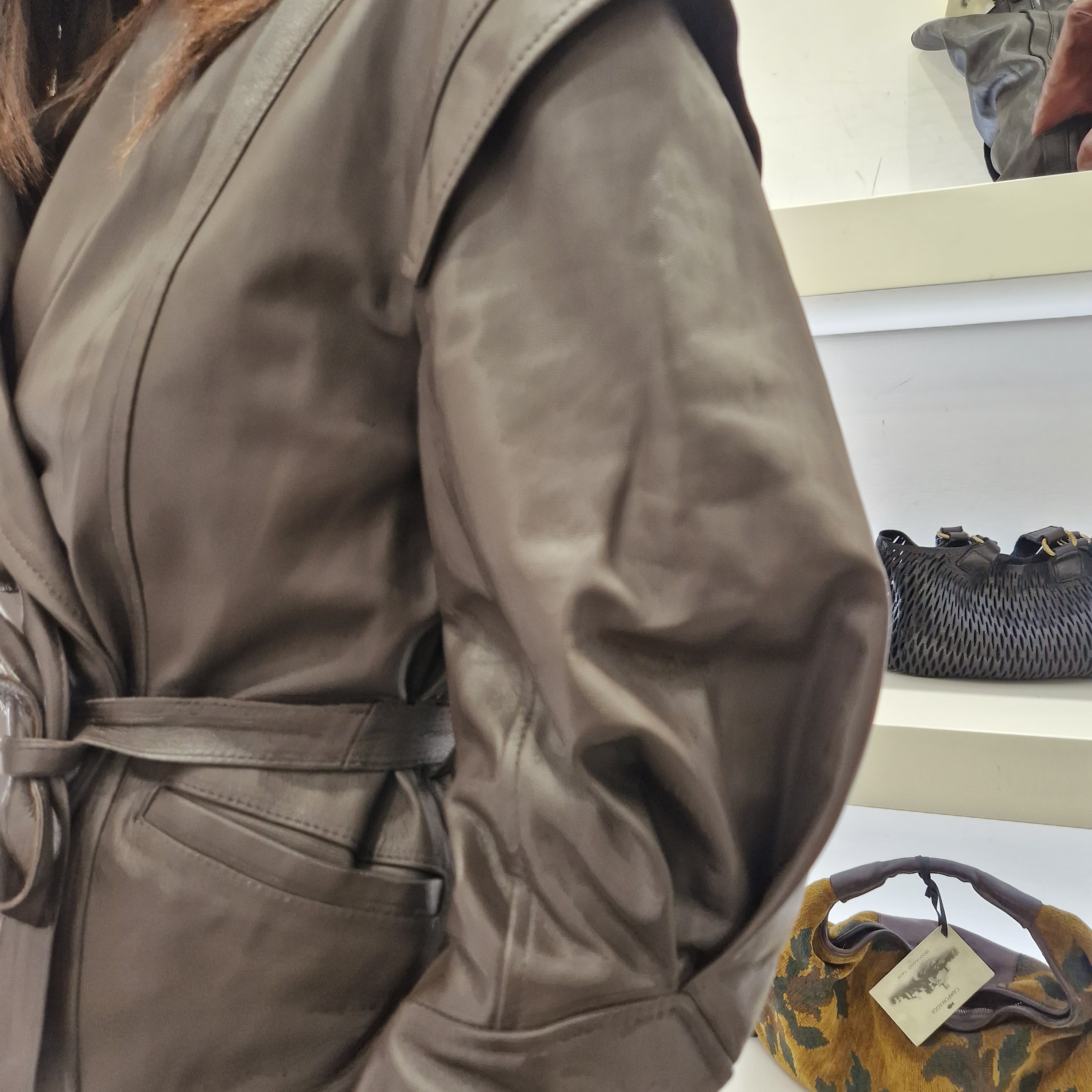 Giacca modello kimono MATRIX vera pelle color moro