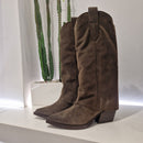 Stivale texano SOLE  rovesciato suede moro
