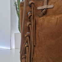 Gianni Chiarini  linea MARCELLA  dimensione grande pelle scamosciata cuoio con  frange