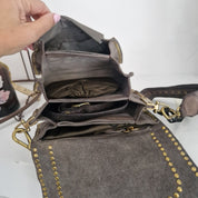 Campomaggi borsa Agnese cemento rivetti oro