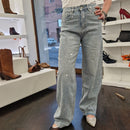 Pantalone jeans PREMIUM lavaggio chiaro  con strass