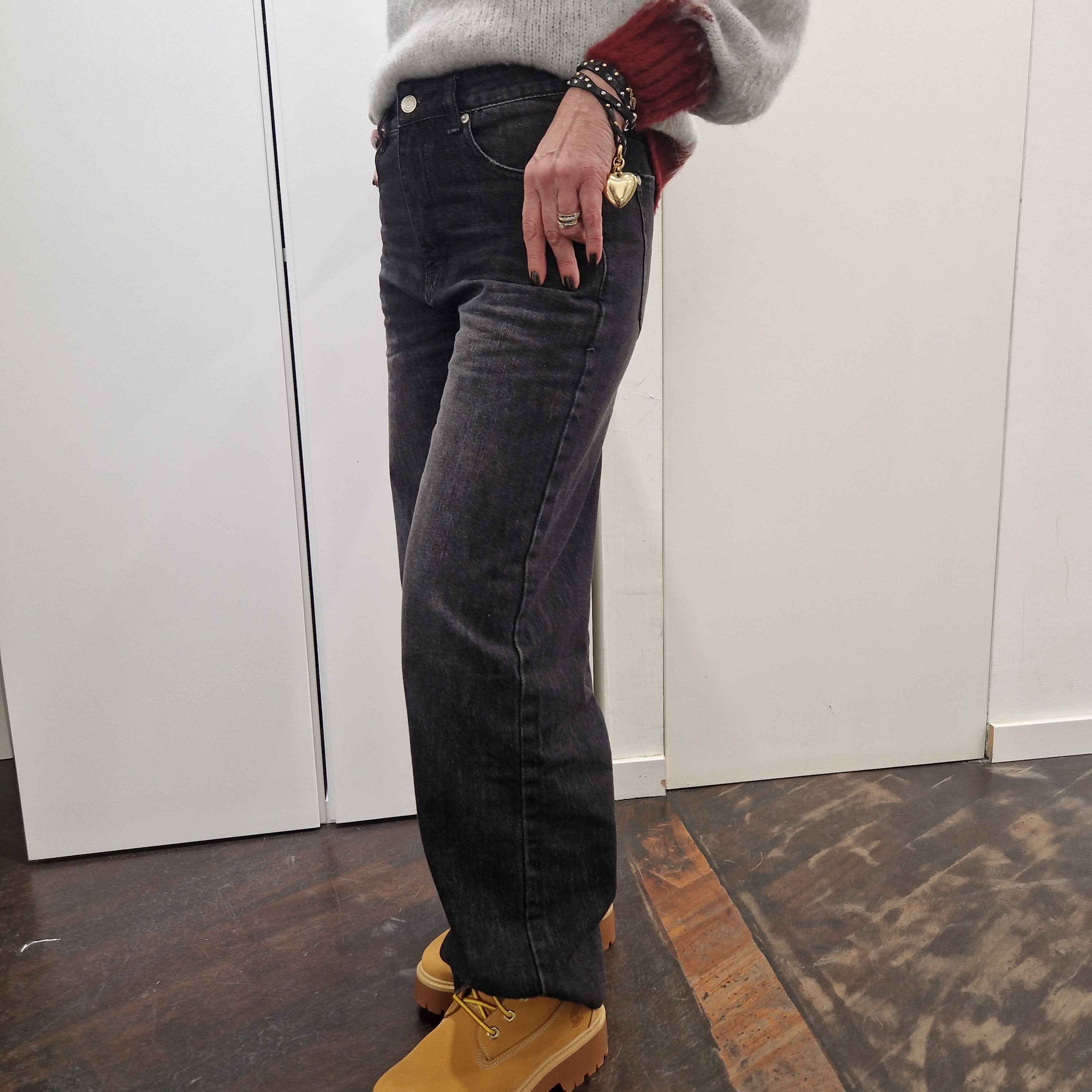 Pantalone MOON jeans nero delavè