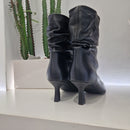 Stivaletto in pelle nera tacco 6 cm