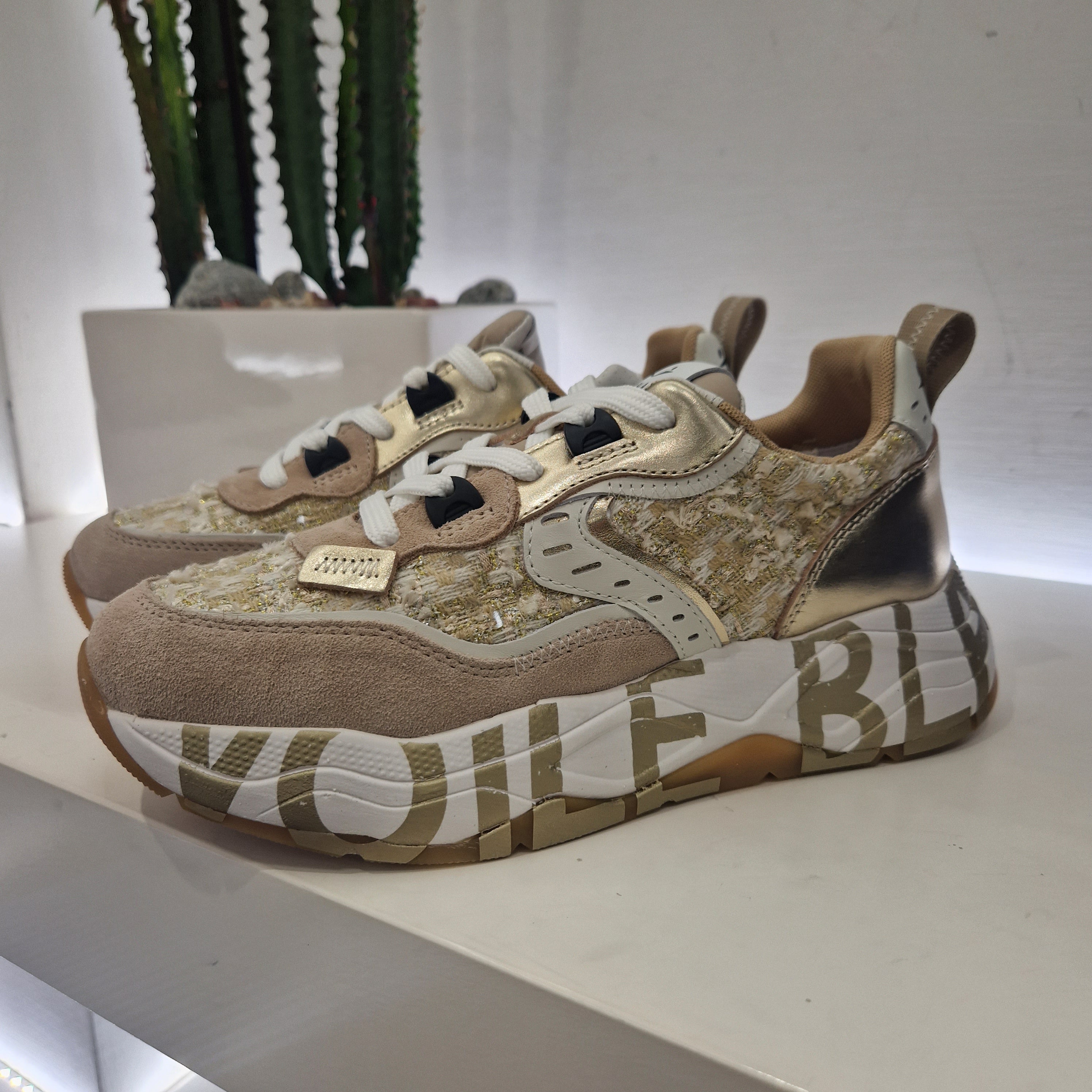 Voile Blanche sneaker beige/ oro dettaglio paillettes