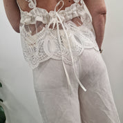 Completo top e pantaloni SUNNY pizzo bianco