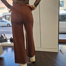 Pantalone in maglia gamba larga color marrone