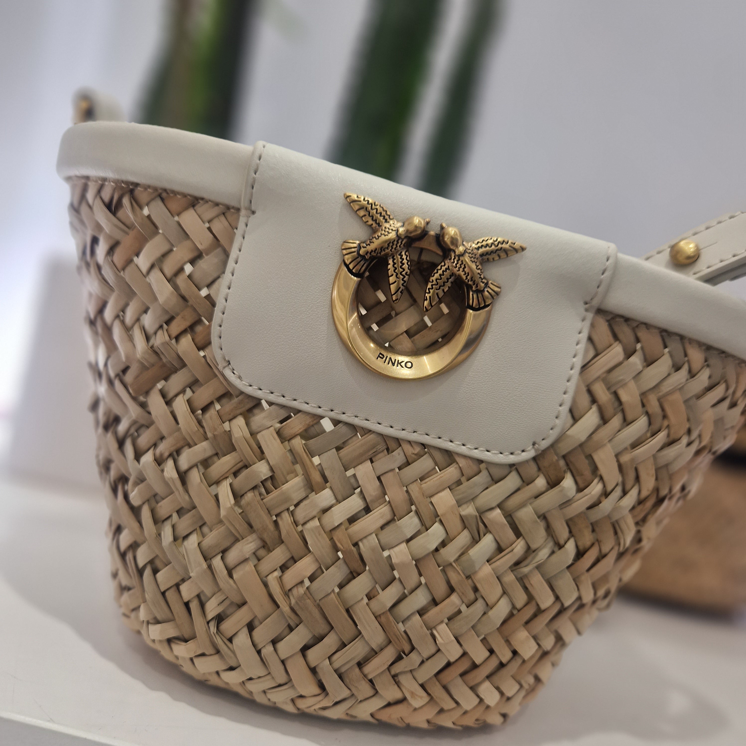 PINKO borsa LOVE SUMMER BASKET formato piccolo in rafia