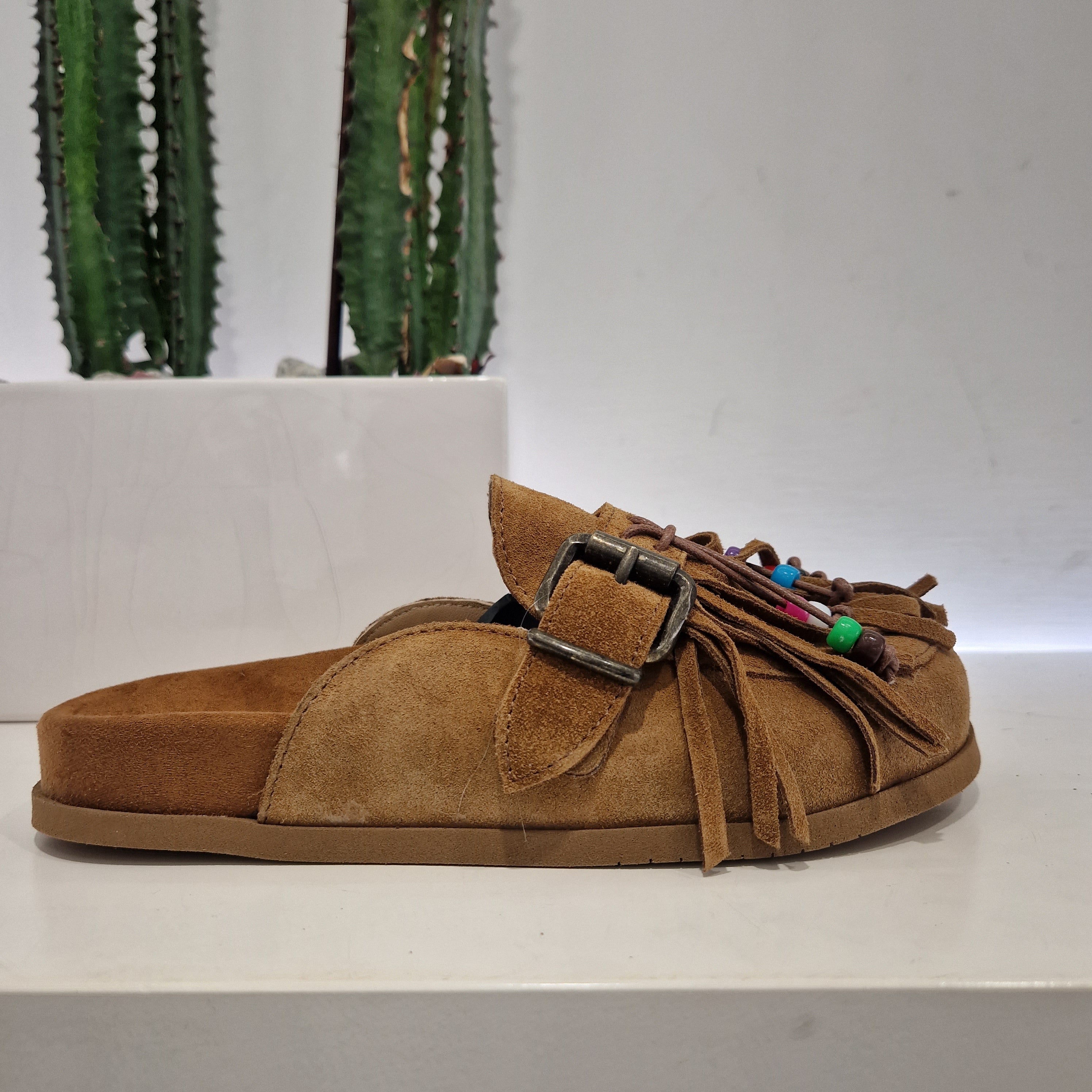 Metisse sabot perle sued color cuoio