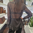 Kikisix camicia GAIA  trasparente t.moro